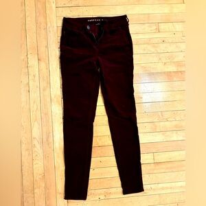Burgundy corduroy skinny jeans